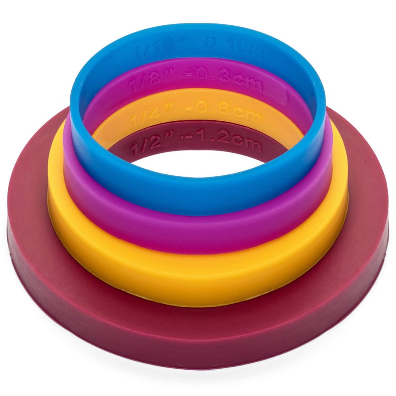 GreenOlive Rolling Pin Guide Ring Spacer Bands (8 Piece Set) Multicolored Flexible Silicone Slip On Baking Accessories Fit 1 3/4â€ to 2â€ Wide Dough Rollers - Image 2